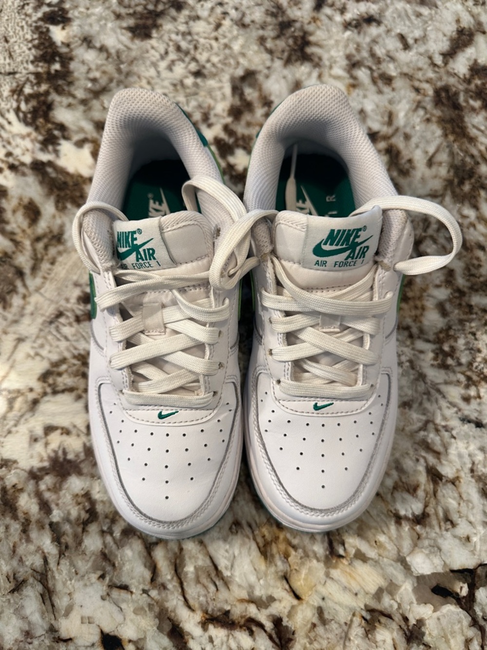 Nike Kids White Sneakers with Teal Accents - Air Force 1 Style